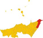 Map of comune of Messina (metropolitan city of Messina, region Sicily, Italy)